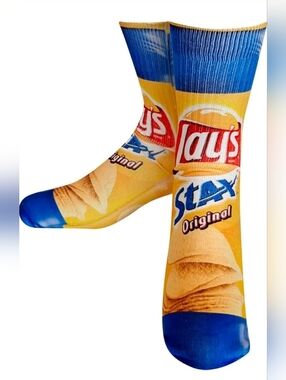 Lays Stax Original Novelty Crew Socks - Yellow & Blue